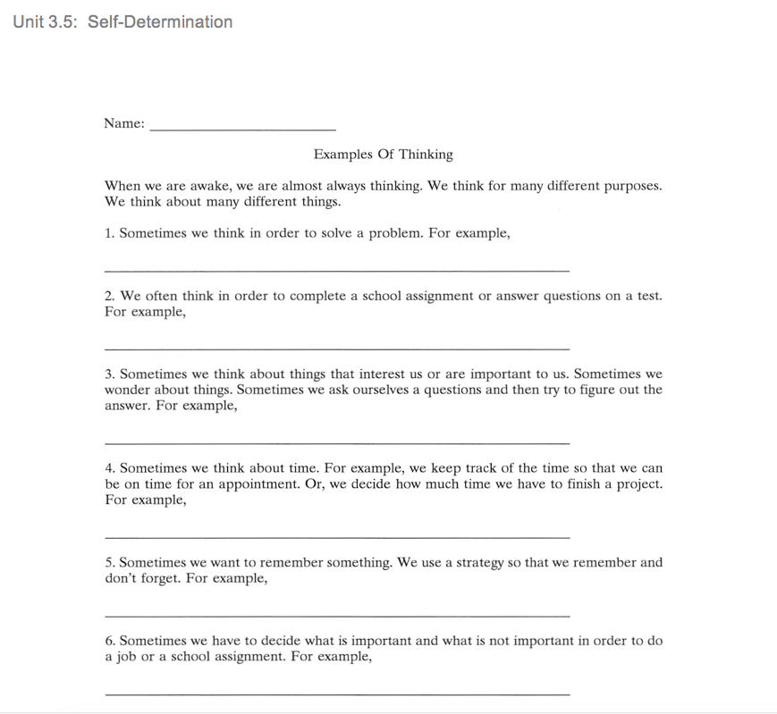 examples of thinking 